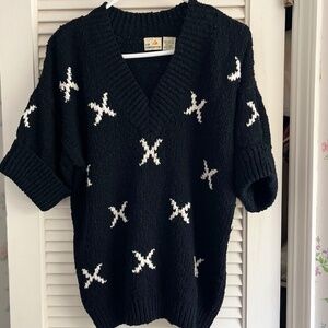 Vintage Liz Claiborne Chunky Short-Sleeve V-Neck Sweater EUC
